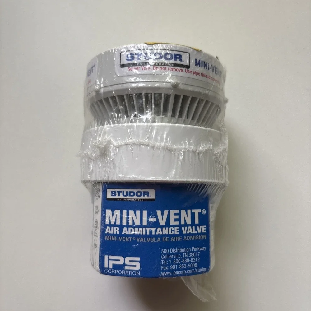 Studor 20341 Mini-Vent Air Admittance Valve with PVC Adapter, 1-1/2